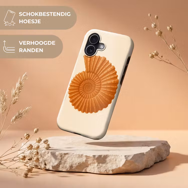 Schelp - Oranje - Ribbels Toughcase MagSafe Apple iPhone 17 klein -USP_RandenV_NL