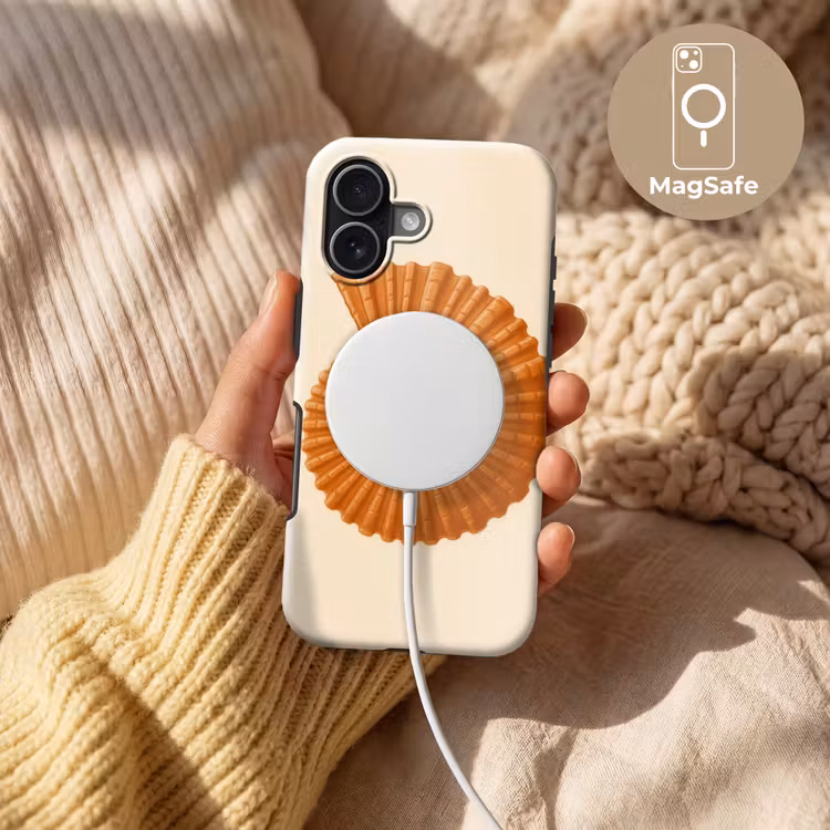 Schelp - Oranje - Ribbels Toughcase MagSafe Apple iPhone 17 klein -USP_MagsafeV