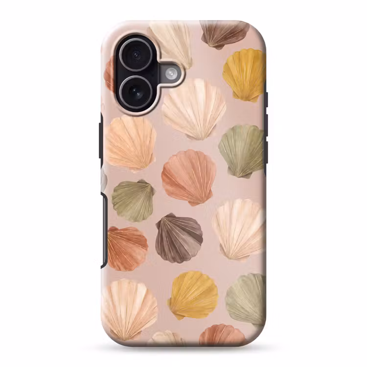 Schelp - Patroon - Zee - Aquarel - Aardetinten Toughcase MagSafe Apple iPhone 17 klein -3d