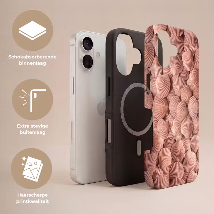 Schelpen - Patroon - Roze Toughcase MagSafe Apple iPhone 17 klein -USP_Lagen_NL