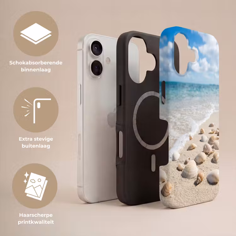 Schelpen - Strand - Natuur - Beige Toughcase MagSafe Apple iPhone 17 klein -USP_Lagen_NL