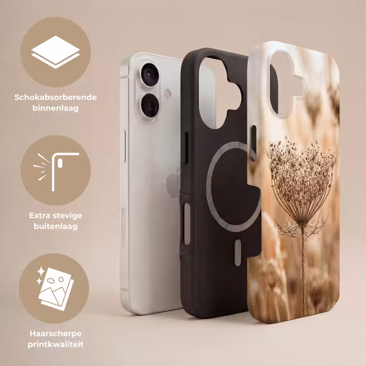 Schermbloem - Droogbloem - Winter - Beige - Minimalistisch Toughcase MagSafe Apple iPhone 17 klein -USP_Lagen_NL
