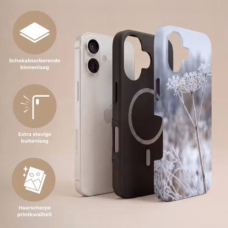 Schermbloem - Rijp - Kristallen - Winter - Delicaat Toughcase MagSafe Apple iPhone 17 klein -USP_Lagen_NL