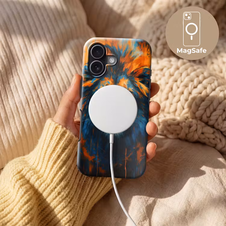 Schilderij - Leeuwenkop - Oranje Toughcase MagSafe Apple iPhone 17 klein -USP_MagsafeV