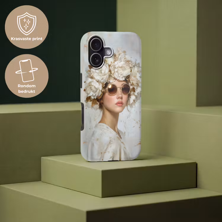 Schilderij - Vrouw - Zonnebril - Bloemenkrans Toughcase MagSafe Apple iPhone 17 klein -USP_PrintM_NL