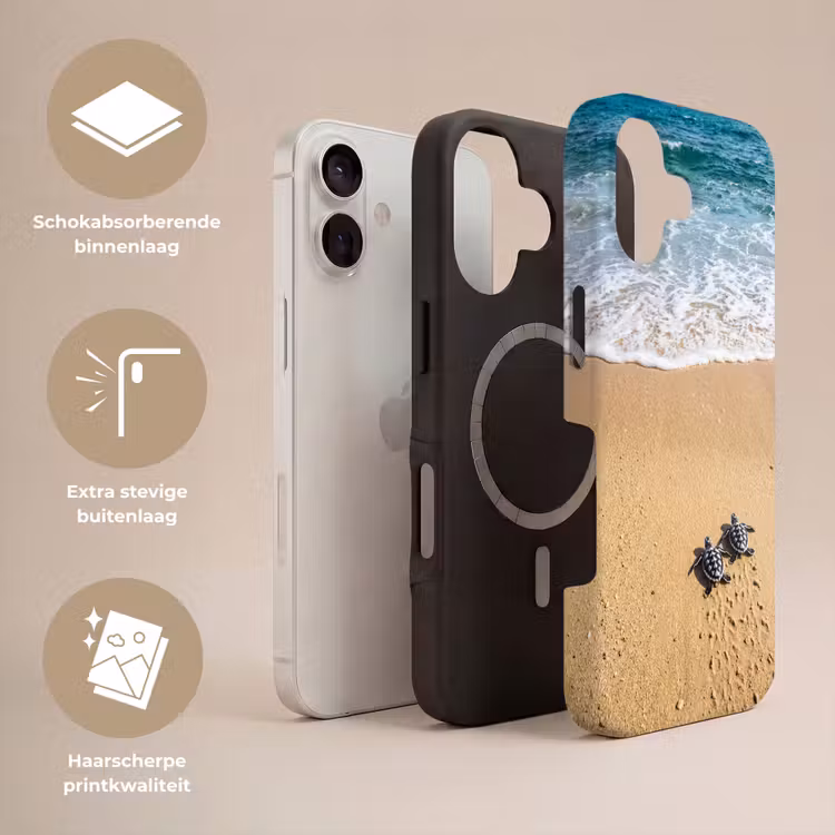 Schildpad - Jong - Strand - Oceaan - Blauw Toughcase MagSafe Apple iPhone 17 klein -USP_Lagen_NL