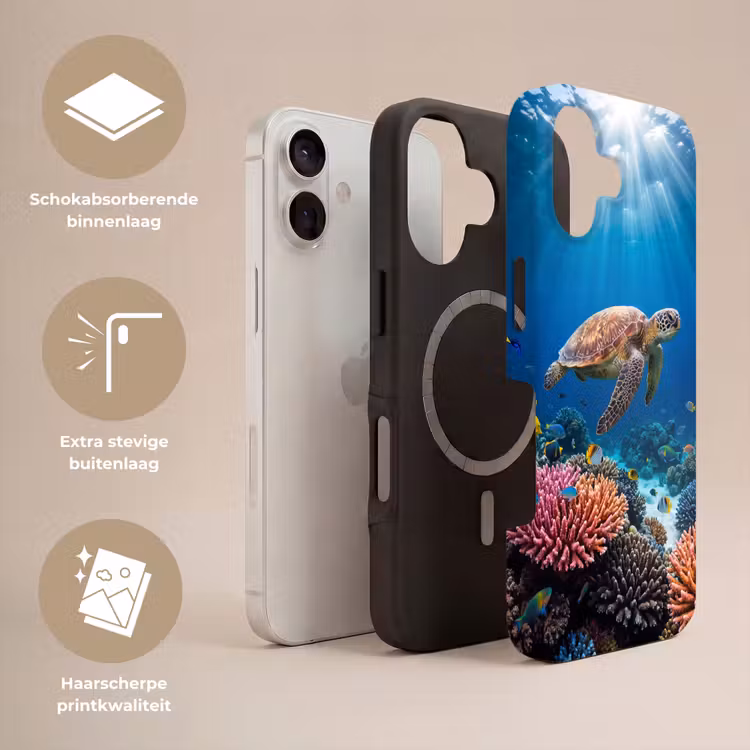 Schildpad - Koraalrif - Oceaan - Dieren - Blauw Toughcase MagSafe Apple iPhone 17 klein -USP_Lagen_NL