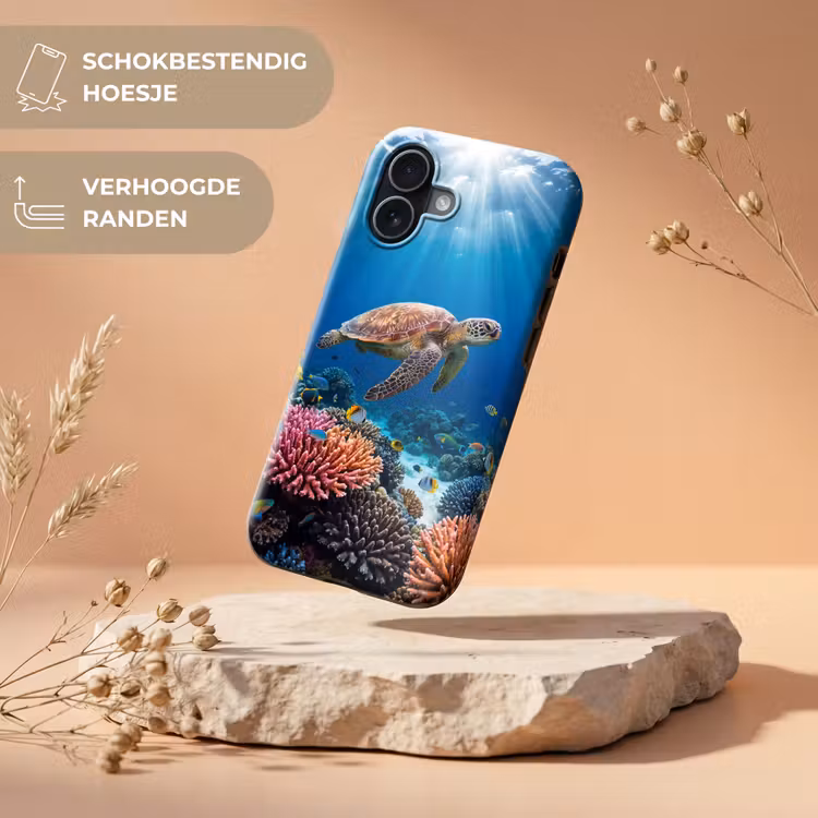 Schildpad - Koraalrif - Oceaan - Dieren - Blauw Toughcase MagSafe Apple iPhone 17 klein -USP_RandenV_NL