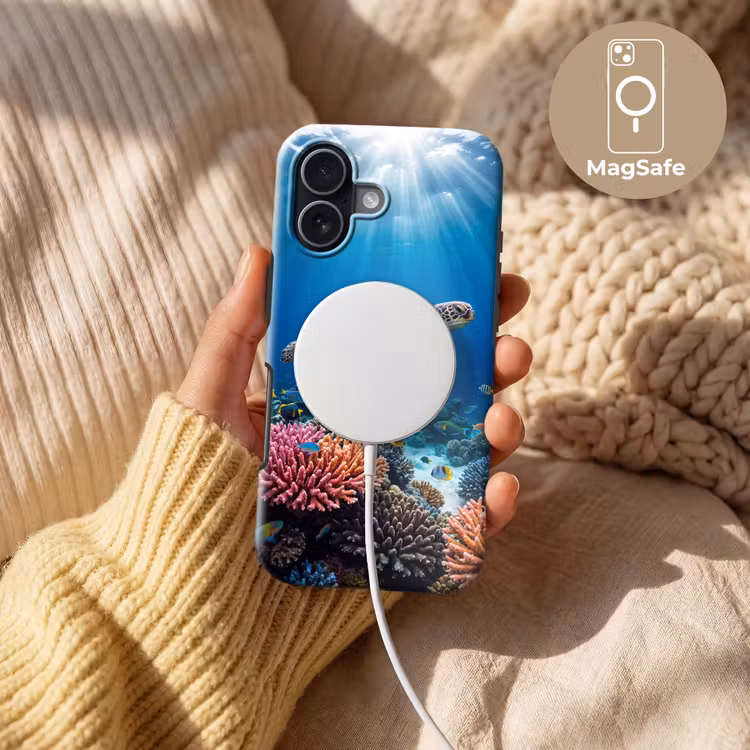 Schildpad - Koraalrif - Oceaan - Dieren - Blauw Toughcase MagSafe Apple iPhone 17 klein -USP_MagsafeV