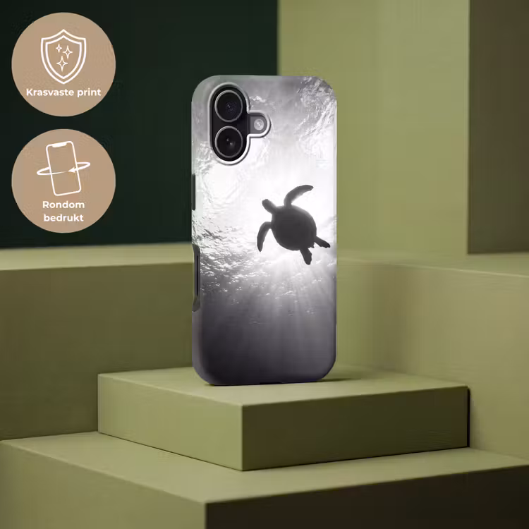 Schildpad - Onderwater - Lichtstralen - Oceaan - Zwart-wit Toughcase MagSafe Apple iPhone 17 klein -USP_PrintM_NL