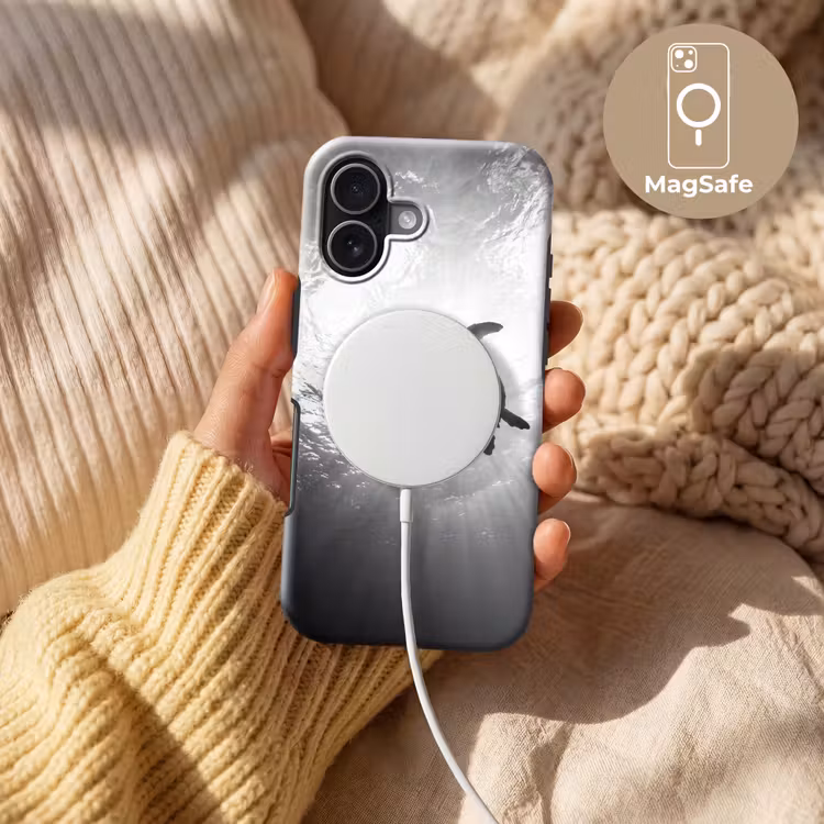 Schildpad - Onderwater - Lichtstralen - Oceaan - Zwart-wit Toughcase MagSafe Apple iPhone 17 klein -USP_MagsafeV