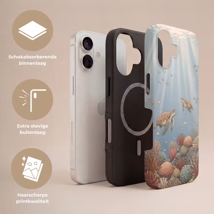 Schildpad - Onderwater - Natuur - Illustratie Toughcase MagSafe Apple iPhone 17 klein -USP_Lagen_NL