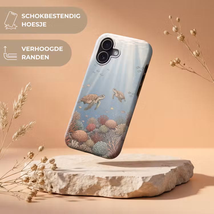 Schildpad - Onderwater - Natuur - Illustratie Toughcase MagSafe Apple iPhone 17 klein -USP_RandenV_NL