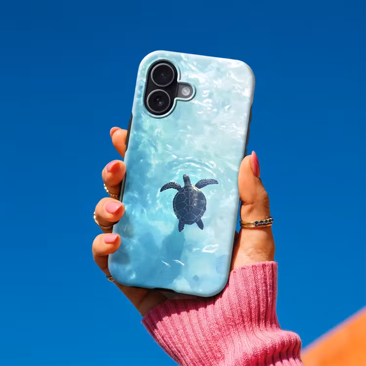 Schildpad - Zee - Blauw - Schittering Toughcase MagSafe Apple iPhone 17 klein -Sfeer1V