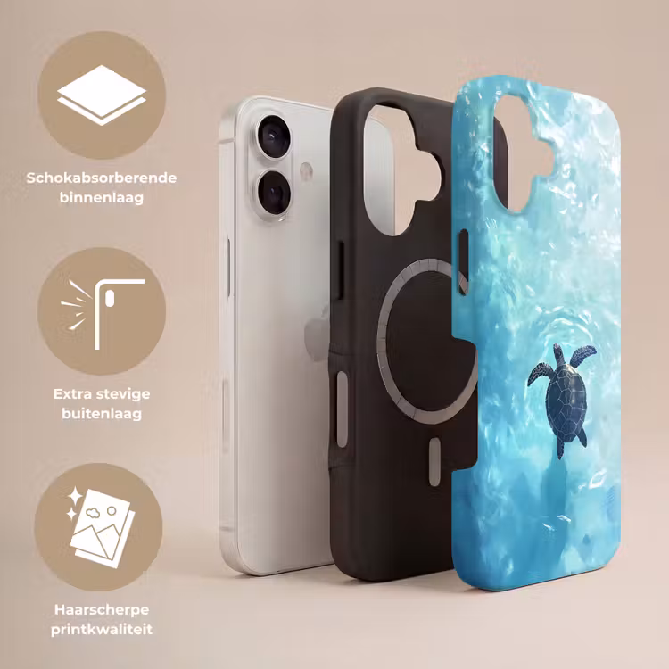 Schildpad - Zee - Blauw - Schittering Toughcase MagSafe Apple iPhone 17 klein -USP_Lagen_NL