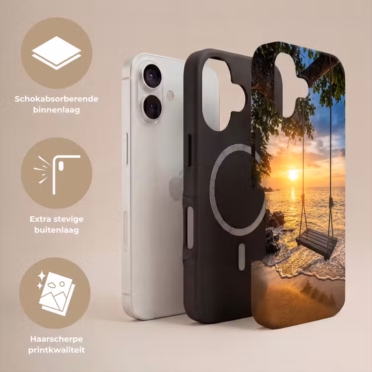 Schommel - Strand - Zonsondergang - Natuur - Oranje Toughcase MagSafe Apple iPhone 17 klein -USP_Lagen_NL