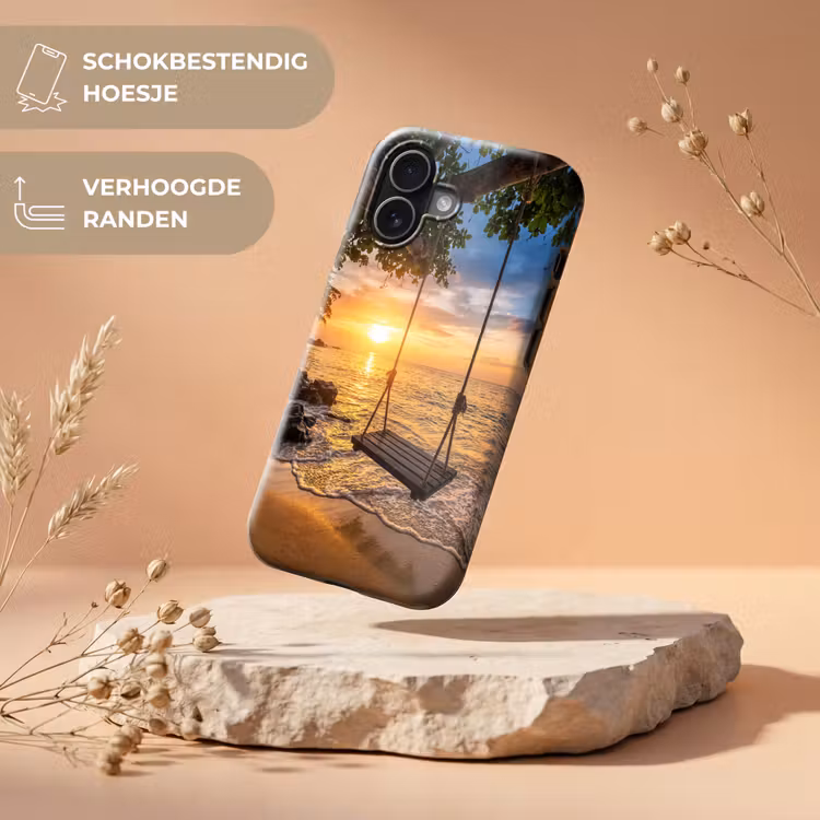 Schommel - Strand - Zonsondergang - Natuur - Oranje Toughcase MagSafe Apple iPhone 17 klein -USP_RandenV_NL