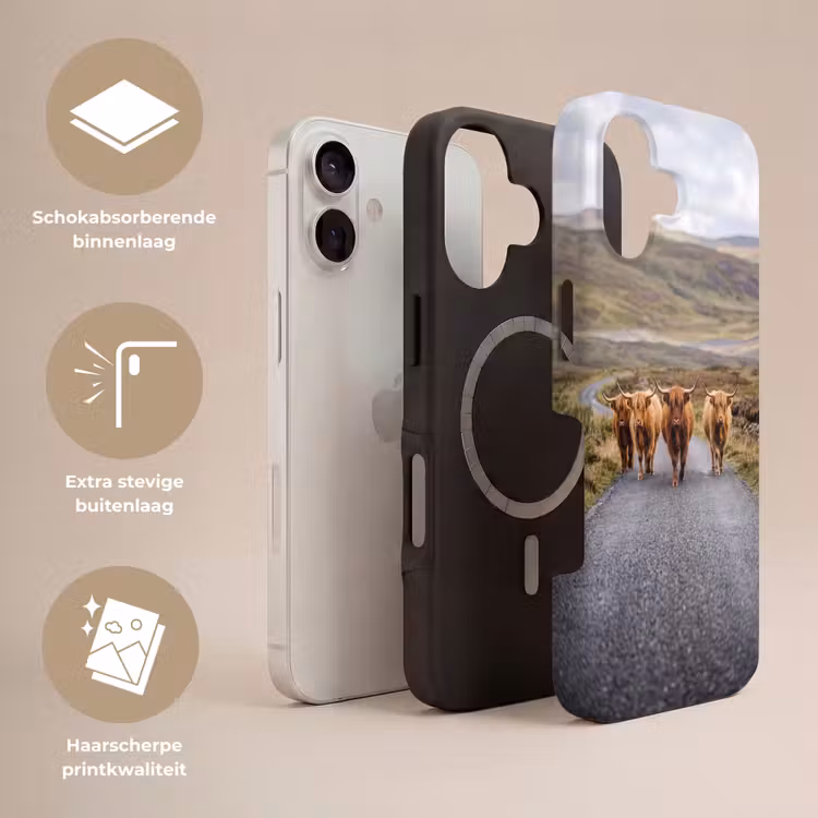 Schotse Hooglanders - Weg - Landschap - Kudde Toughcase MagSafe Apple iPhone 17 klein -USP_Lagen_NL