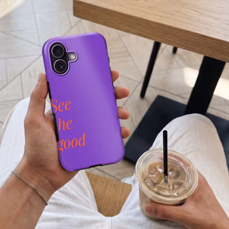 See the good - Oranje - Paars Toughcase MagSafe Apple iPhone 17 klein -Sfeer1M