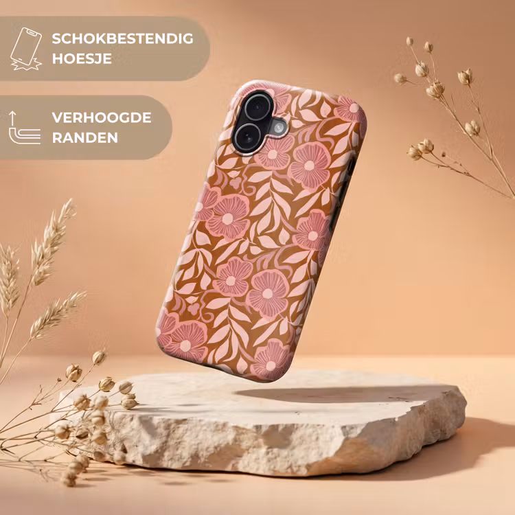 Sfeer - Bloemen - Roze Toughcase MagSafe Apple iPhone 17 klein 1017 -USP_RandenV_NL