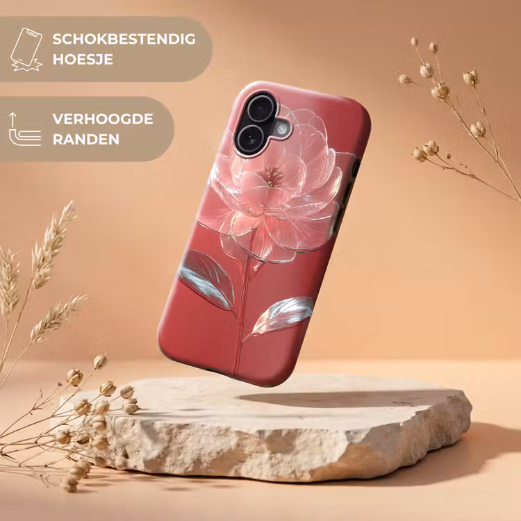 Sierlijk - Bloem - Roze - Glazen Toughcase MagSafe Apple iPhone 17 klein -USP_RandenV_NL