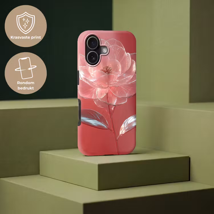 Sierlijk - Bloem - Roze - Glazen Toughcase MagSafe Apple iPhone 17 klein -USP_PrintM_NL