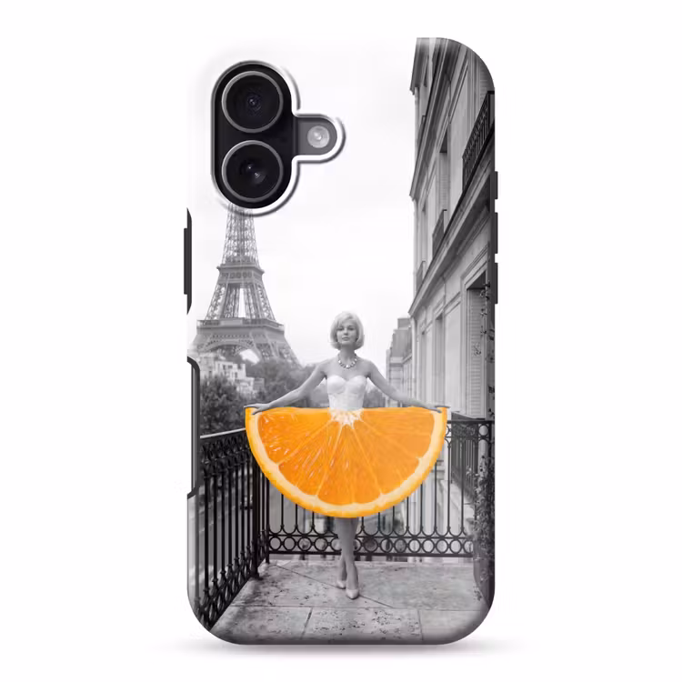 Sinaasappel - Eiffeltoren - Vrouw Toughcase MagSafe Apple iPhone 17 klein -3d