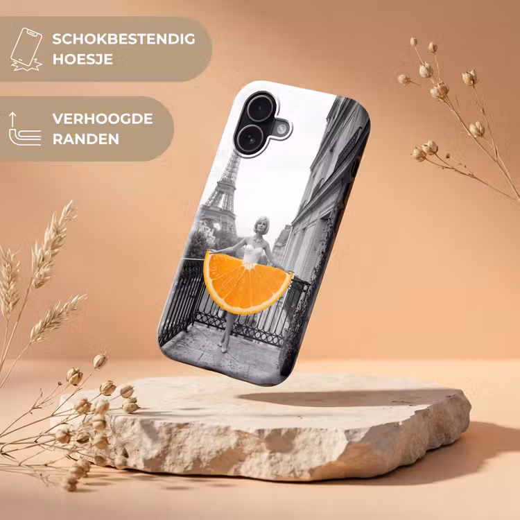 Sinaasappel - Eiffeltoren - Vrouw Toughcase MagSafe Apple iPhone 17 klein -USP_RandenV_NL