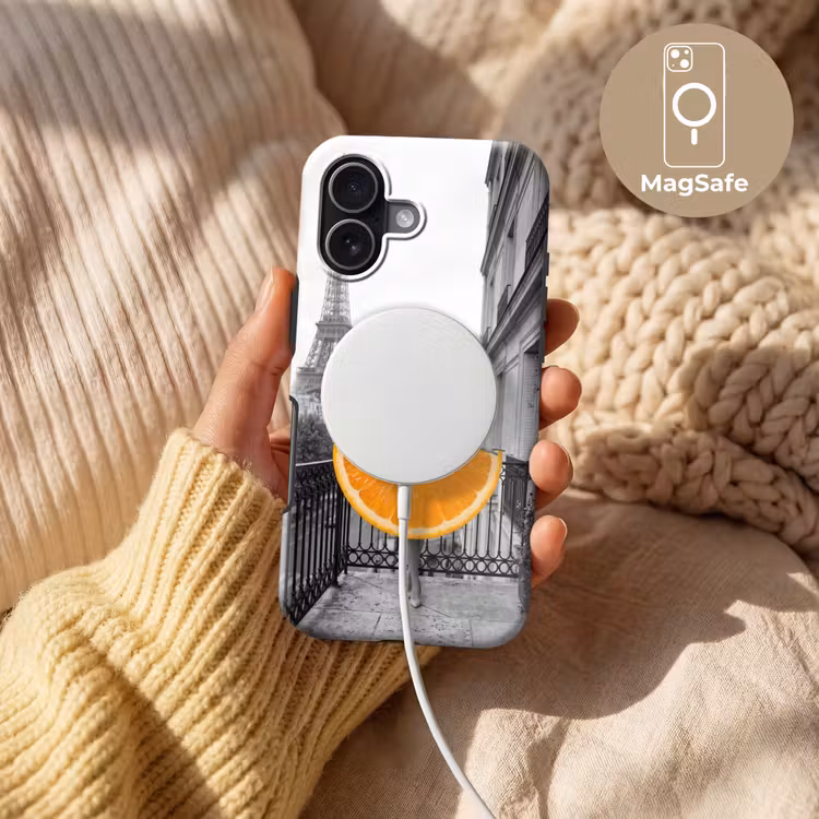 Sinaasappel - Eiffeltoren - Vrouw Toughcase MagSafe Apple iPhone 17 klein -USP_MagsafeV