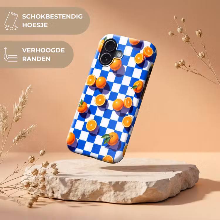 Telefoonhoesje Toughcase - Sinaasappel - Geruit - Eten - Sinaasappel - Geruit - Eten Toughcase MagSafe Apple iPhone 17 klein