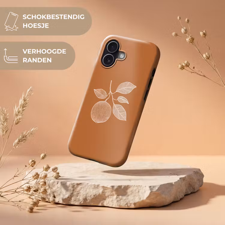Sinaasappel - Getekend - Bladeren - Bruin Toughcase MagSafe Apple iPhone 17 klein -USP_RandenV_NL