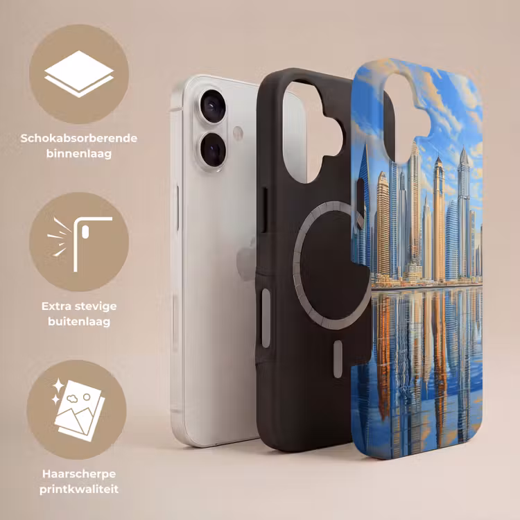 Skyline - Wolkenkrabbers - Water - Blauw Toughcase MagSafe Apple iPhone 17 klein -USP_Lagen_NL