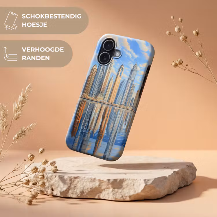 Skyline - Wolkenkrabbers - Water - Blauw Toughcase MagSafe Apple iPhone 17 klein -USP_RandenV_NL