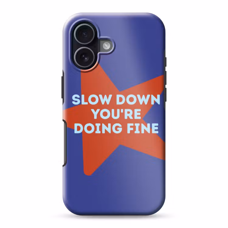 Slow down you're doing fine - Ster - Blauw Toughcase MagSafe Apple iPhone 17 klein -3d