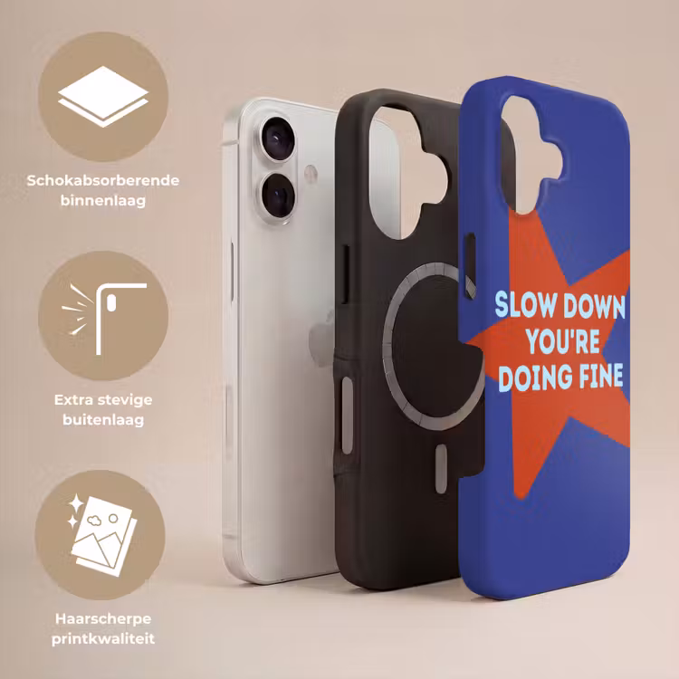 Slow down you're doing fine - Ster - Blauw Toughcase MagSafe Apple iPhone 17 klein -USP_Lagen_NL