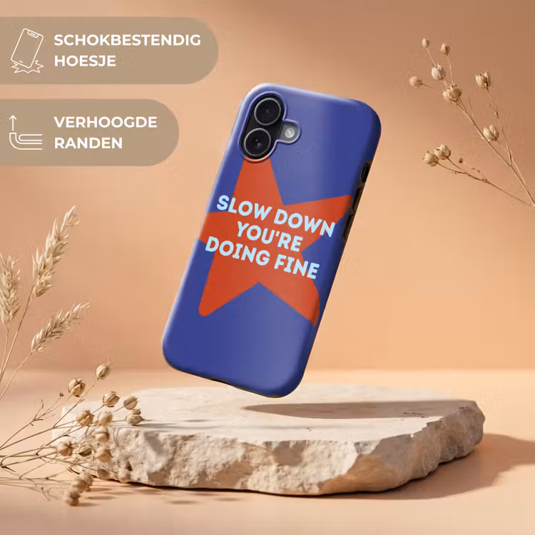 Slow down you're doing fine - Ster - Blauw Toughcase MagSafe Apple iPhone 17 klein -USP_RandenV_NL
