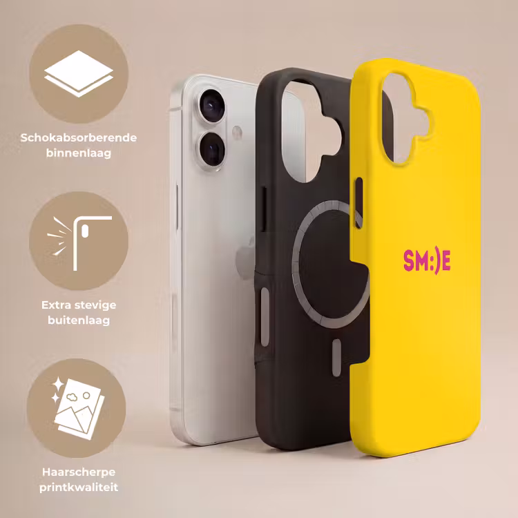 Smile - Roze - Geel Toughcase MagSafe Apple iPhone 17 klein -USP_Lagen_NL