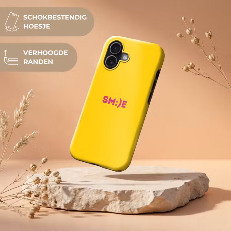 Smile - Roze - Geel Toughcase MagSafe Apple iPhone 17 klein -USP_RandenV_NL