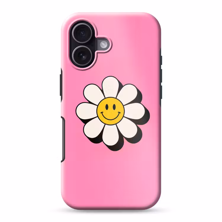 Smiley - Bloem - Roze Toughcase MagSafe Apple iPhone 17 klein -3d
