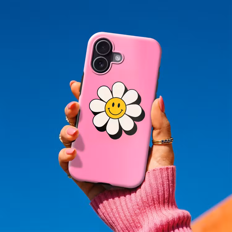 Smiley - Bloem - Roze Toughcase MagSafe Apple iPhone 17 klein -Sfeer1V