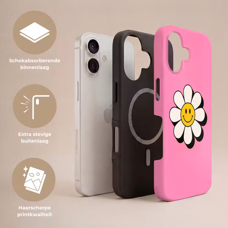 Smiley - Bloem - Roze Toughcase MagSafe Apple iPhone 17 klein -USP_Lagen_NL