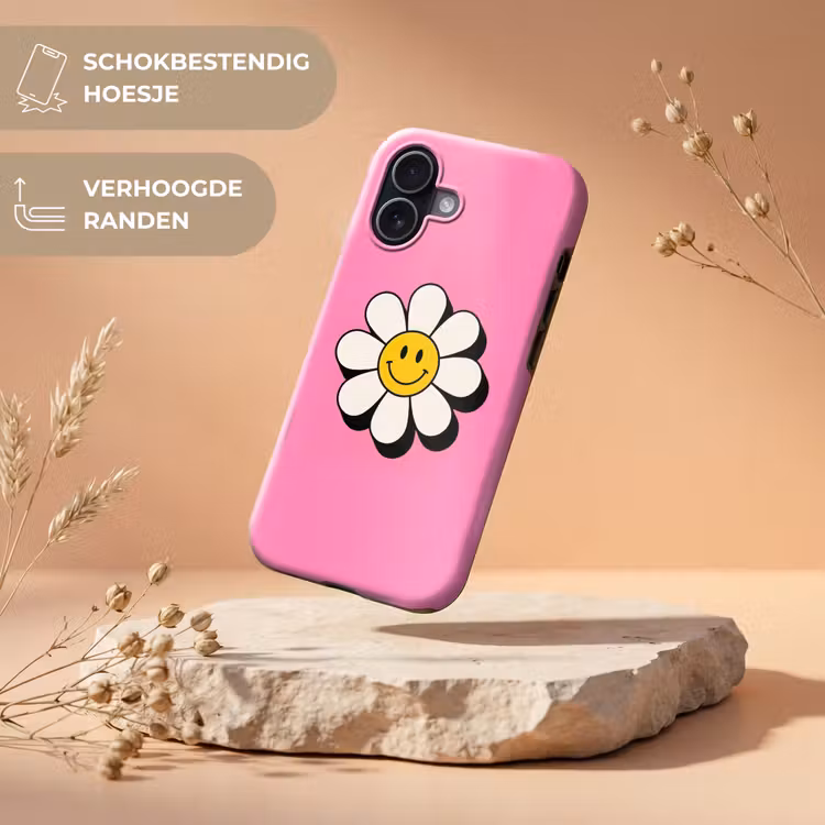 Smiley - Bloem - Roze Toughcase MagSafe Apple iPhone 17 klein -USP_RandenV_NL