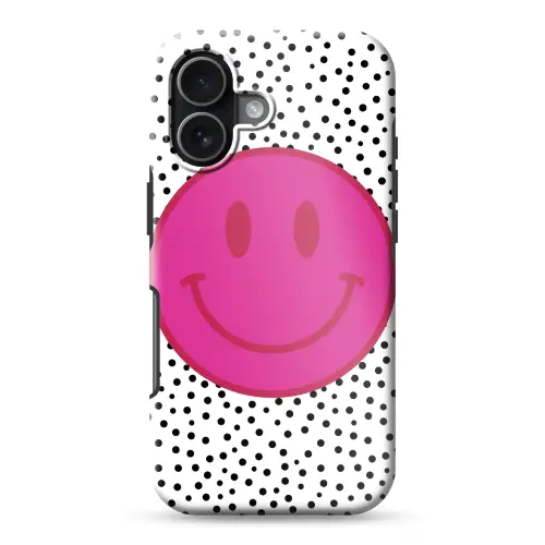 Smiley - Roze - Stippen Toughcase MagSafe Apple iPhone 17 klein -3d