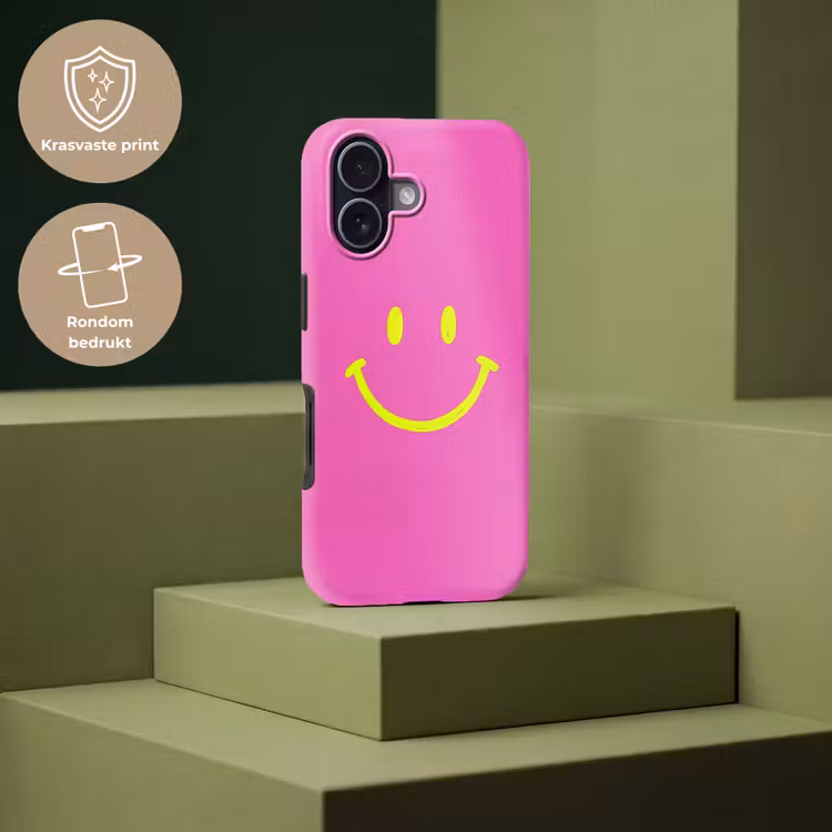 Smiley - Vrolijk - Roze Toughcase MagSafe Apple iPhone 17 klein -USP_PrintM_NL
