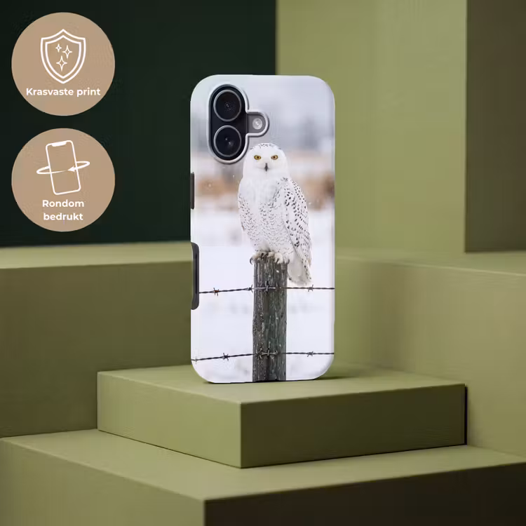 Sneeuwuil - Hek - Sneeuw - Wit Toughcase MagSafe Apple iPhone 17 klein -USP_PrintM_NL