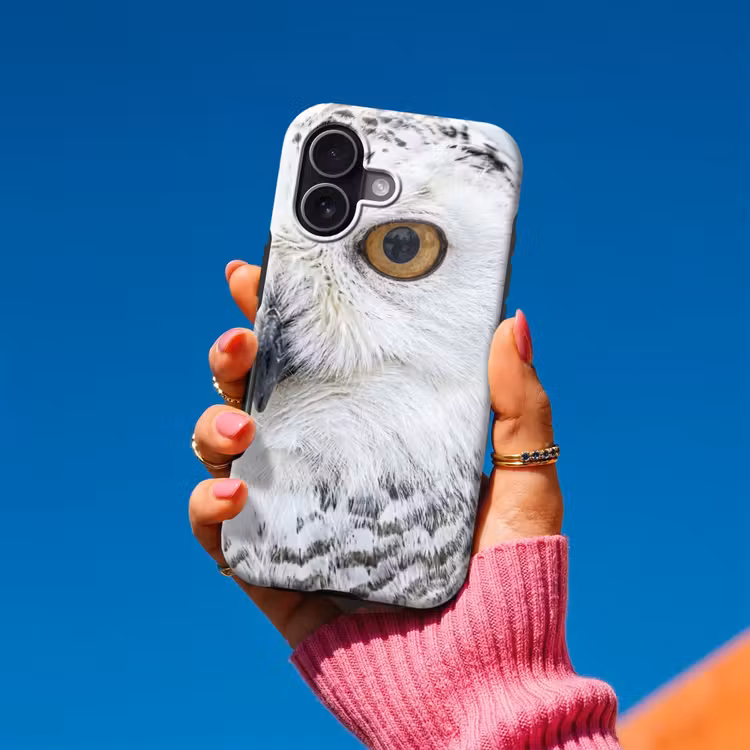 Sneeuwuil - Oog - Wildlife - Wit Toughcase MagSafe Apple iPhone 17 klein -Sfeer1V
