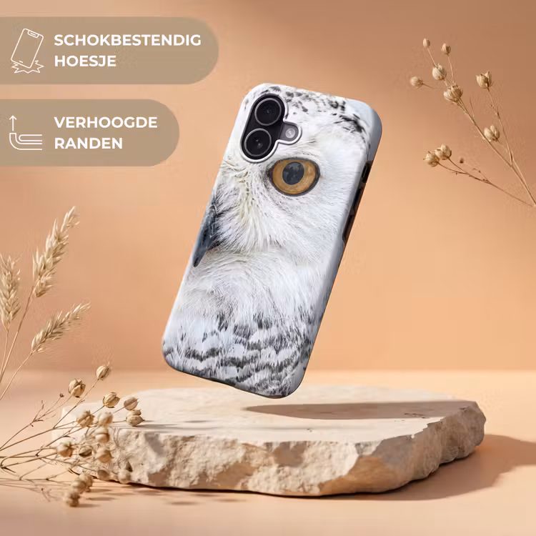 Sneeuwuil - Oog - Wildlife - Wit Toughcase MagSafe Apple iPhone 17 klein -USP_RandenV_NL