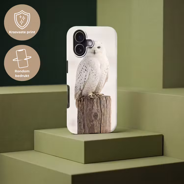Sneeuwuil - Paal - Winter - Portret - Majestueus Toughcase MagSafe Apple iPhone 17 klein -USP_PrintM_NL