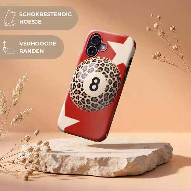 Spel - Dierenprint - Nummer 8 - Modern - Rood Toughcase MagSafe Apple iPhone 17 klein -USP_RandenV_NL