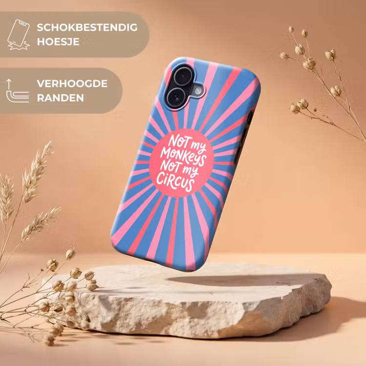 Spreuk - Grafisch - Abstract - Roze - Blauw Toughcase MagSafe Apple iPhone 17 klein -USP_RandenV_NL